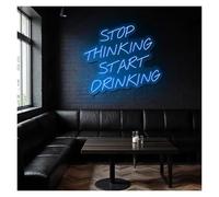 XENITE Luces Art Decoration Christmas Letrero De Neón Stop Thinking Start Drinking Ideal Para Decoración De Pared De Bares, Clubes Y Tiendas, Con Luz Regulable De 51cm(C)