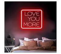 XENITE Luces Art Decoration Christmas Letrero De Neón Tallado Love You More Para Bodas, Aniversarios, Decoración De Pared Con Luces Decorativas Para San Valentín.(Rojo,35x32cm)