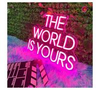 XENITE Luces Art Decoration Christmas Letrero De Neón“The World Is Yours ”para Sala Juegos, Dormitorio, Bar, Estar, Fiesta Cumpleaños, Decoración Pared, 50cm(Rose red)