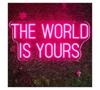 XENITE Luces Art Decoration Christmas Letrero De Neón The World Is Yourspara Decoración Pared 50cm, Ideal Para Sala Juegos, Dormitorio, Bar, Estar O Fiesta Cumpleaños(Rose red)