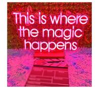 XENITE Luces Art Decoration Christmas Letrero De Neón This Is Where The Magic Happenspara Decoración Pared En Sala Juegos, Dormitorio, Bar, Estar O Fiesta Cumpleaños 55x31cm(Rose red)