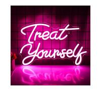 XENITE Luces Art Decoration Christmas Letrero De Neón Treat Yourself luz LED Regulable Por USB Para Bebidas, Bar, Hombre, Cueva, Dormitorio, Hotel, Tienda, Sala Juegos, Fiesta 17x6.7in