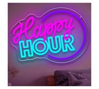 XENITE Luces Art Decoration Christmas Letrero Regulable Con Luz De Neón USB Happy HOUR Para Dormitorio, Sala De Estar, Club, Bar, Hombre, Cueva, Fiesta, Decoración De Pared, 40.6x28.4cm
