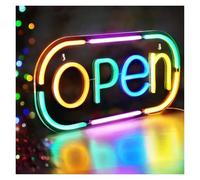 XENITE Luces Art Decoration Christmas Letreros De Neón “Open”con Luz LED Alimentada Por USB, Apto Para Escaparates, Fiestas, Decoraciones Bares 16.5x8.7in