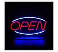 XENITE Luces Art Decoration Christmas Letreros De Neón Open luces LED Azules Y Rojas Alimentadas Por USB, Adecuadas Para Escaparates, Bares, Decoraciones Fiestas, 17.9x8.7in