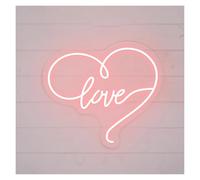 XENITE Luces Art Decoration Christmas Love Letrero De Neón Corazón Luz LED Para Bodas Parejas San Valentín Cumpleaños Decoración Del Día De La Madre Lámpara Regulable 15.75inx13.78in(Rosa)