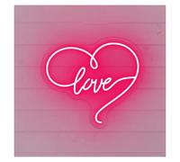XENITE Luces Art Decoration Christmas Love Letrero De Neón Corazón Luz LED Regulable Para Bodas Parejas San Valentín Fiesta De Cumpleaños Decoración De La Habitación Lámpara 17.72inx15.75in(Rosa)