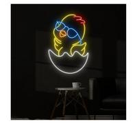 XENITE Luces Art Decoration Christmas Luz De Neón De Pollo Bebé, Letrero De Neón De Huevo Agrietado, Señales De Atmósfera Regulables Alimentadas Por USB, Para Decoración De Pared, 38.1cm×28cm