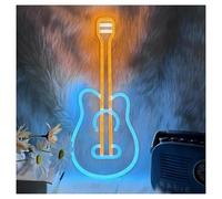 XENITE Luces Art Decoration Christmas Neón LED De Guitarra,ideal Para Salas De Música, Salas De Juegos Y Decoración De Paredes Para Fiestas 42.4x17.8cm