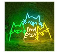XENITE Luces Art Decoration Christmas Señal De Luz Neón Familia Gatos, LED Regulable Por USB Para Dormitorio, Sala Estar, Club, Bar, Hombre, Cueva, Decoración Pared 16.5x10.6in