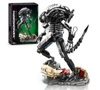 Xenomorph Warrior Bloques de sujeción para adultos, 882 unidades, acción terrorista, alienígena, figura de maqueta, kit de construcción con base, pequeño facehugger, decoración creativa, regalos para