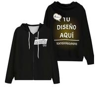 Xenorith Sudaderas Mujer Cremallera Personalizado Sudadera Cremallera Hombre Personalizada Negra Sweatshirt Oversize Hoodie Imprime Cualquiera de Tus diseños, Fotos, Textos En Frente Y Espalda Regalo