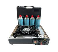 XENPER Hornillo cocina Portátil para Camping gas con Maletín y 4 Cartuchos