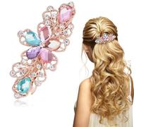 XENQITO 1 Pcs Fermagli per Capelli da Donna, Stile Vintage, con Strass Francesi, Piccoli Fiori Decorativi, per Matrimonio, Fidanzamento, Fermagli per Capelli da Cerimonia, Ballo di Fine Anno