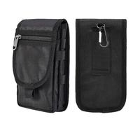 XENQITO 1 Pcs Funda Móvil Cinturón, Fundas de Móvil, Bolsa Cinturon Universal para Teléfono Móvil con Clip, Estuche Soporte Cintura Vertical Hombre, para Acampar, Senderismo, Ciclismo, Negro