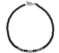 XENQITO 1 Piezas Collar de Hombre en Piedras y Cristales con Cuentas de Hematita Ojo de Tigre y Obsidiana, Collar de Hombre con Piedras Naturales y Cuentas de Cristales, Collares Largos