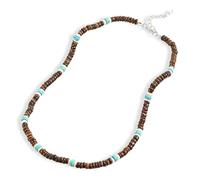 XENQITO 1 Piezas Collar Surfista Hombre con Cuentas De Coco, Collar Hombre, Collar Perlas Hombre, Joyas De Playa Hechas a Mano, Cadena De Surfistas con Cuentas De Madera Impermeables, Rosario(Marrón)