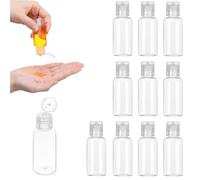 XENQITO 10 Piezas Botes Viaje Rellenables 20ml, Botes de Viaje Avion Plastico, Botellas de Viaje Transparentes, Envases para Viajar en Avion para Toner, Gel de Ducha, Loción, Champú