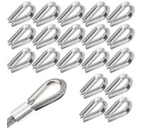 XENQITO 15 Piezas Kit de Abrazaderas de Cable Abrazadera de Cable M4, Abrazadera de Cable de Acero Inoxidable 304, Con Virolas de Aluminio, Dedales para Cable Metálico, para Fijar toldos y Tendederos