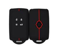 XENQITO 2 Fundas Para Llaves De Coche Compatibles Con Renaul Smartkey De 4 Botones Para Clio, Espace 5, Talisman, Megane, Dacia Duster, Funda De Silicona Con 2 Llaveros (Rojo Y Negro)