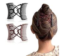 XENQITO 2 Pcs Magic Hair Comb, Mágicas Pinza de Pelo Peine, Peinetas Elásticas de Pelo, Pinza Doble para Peineta, Magic Pinza para Peine para Mujer Moda Mágica Peine para el Cabello Mágico(Multicolor)