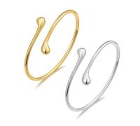 XENQITO 2 Pcs Pulseras Mujer Oro Minimalismo Brazalete de Plata Acero Inoxidable Pulsera de Oro Joyería Brazalete Plata Mujer para Mujer