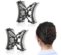 XENQITO 2 Piezas Magic Hair Comb, Mágicas Pinza de Pelo Peine, Peinetas Elásticas de Pelo, Pinza Doble para Peineta, Magic Pinza para Peine para Mujer Moda Mágica Peine para el Cabello Mágico