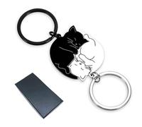 XENQITO 2 Piezas Pareja Llavero Gato Regalo Pareja Regalos Para Parejas Novio Novia San Valentin Hombre Regalo de Cumpleaños y Aniversario para Novio/Amiga Cumpleanos Cat Keychain Gifts For Men Women