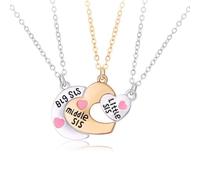 XENQITO 3 Piezas Adorables BFF Collares para 3 Niñas, Best Friends Collares con Colgante Corazón, Collar de Amistad Dorado, Colgante De Medio Corazón Collar para Niñas Madre Amigos Hermanas Sobrinas
