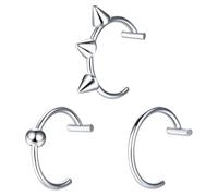 XENQITO 3 Piezas Piercing Nariz Piercing Nariz Falso Piercing Nariz Aro Piercing Nariz Acero Quirurgico Nariz Piercing Anillo de Labios Labio Septum Anillo Arete Faux Joyería Piercing Del Cuerpo