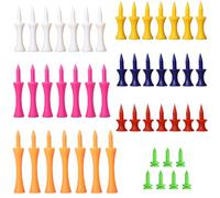 XENQITO 49Pcs Tees de Golf de Plástico, Golf Tees, Camisetas de Golf de Plástico, para Entrenamiento en Interiores y Exteriores de 25 mm/31 mm/37 mm/43mm/51 mm/59 mm/70 mm, para Profesional Accesorios