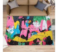 XEODIAT Alfombra artística de graffiti callejero, 100 x 150 cm, alfombras de líneas coloridas para sala de estar, dormitorio, alfombra de noche creativa para comedor, fácil de limpiar