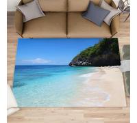 XEODIAT Alfombra de playa transparente de 50 x 80 cm, para sala de estar, dormitorio, paisaje de isla natural, alfombra para comedor, fácil de limpiar