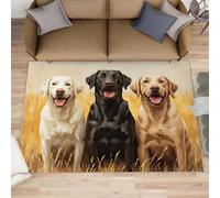 XEODIAT Alfombras de Labrador Retriever para sala de estar, 70 x 140 cm, alfombras de tres cachorros para dormitorio, animales de compañía, alfombra antideslizante impresa para dormitorio, sala de