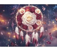 Xeoyenle Pintura por Números Adultos Atrapasueños, Kit DIY de Pintura al Óleo sobre Lienzo 60x80 cm con 3 Pinceles y Pigmentos Acrílicos, Manualidades para Principiantes Regalo Flor, Sin Marco