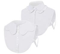 XEPST 2 Piezas Cuello Falso Desmontable, Cuellos Falsos Mujer Camisas Cuello de Blusa Cuello Camisa Falsos Mujer Collares Dickey Cuellos Desmontables para Mujeres Niñas Favores Decorativos, Peter Pan