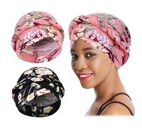 XEPST 2 Piezas Turbante Africano para Mujer, Pañuelo Cabeza, Gorros Oncológicos, Preatado Trenzado Envoltura de Cabeza Sombreros, Gorro Turbante de Quimioterapia