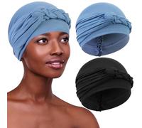 XEPST 2 Piezas Turbante Africano para Mujer, Pañuelo Cabeza, Preatado Trenzado Envoltura de Cabeza Sombreros, Gorro Turbante de Quimioterapia, Gorros Oncologicos