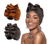 XEPST 2 Piezas Turbantes para Mujer Africanos Pañuelos Cabeza Muje Turbantes con Volantes Capó Preatado Gorro de Gorro