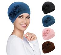 XEPST 4 Piezas Gorros Oncologicos para Mujer, Turbantes, Gorro de Cáncer para Pérdida de Cabello, Pañuelo Cabeza Mujer, 4 Colores