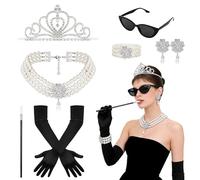 XEPST Accesorios de los años 1920 para mujeres Conjunto de joyería para disfraz de Gran Gatsby Accesorios para disfraz de Holly Golightly para Halloween Cosplay Boda