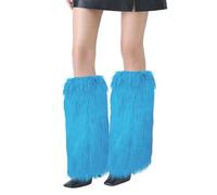 XEPST Calentadores de Piernas para Mujer, Piel Sintética Calentador de Piernas Puños Peludos Botas Cubiertas, Legwarmers Calentador de Pierna de Tobillo de Moda de Invierno - Azul