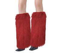 XEPST Calentadores de Piernas para Mujer, Piel Sintética Calentador de Piernas Puños Peludos Botas Cubiertas, Legwarmers Calentador de Pierna de Tobillo de Moda de Invierno - Vino tinto