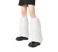 XEPST Calentadores de Piernas para Mujer, Piel Sintética Calentador de Piernas Puños Peludos Botas Cubiertas, Legwarmers Calentador de Pierna de Tobillo de Moda de Invierno (Blanco)