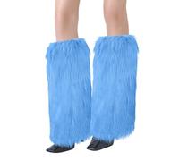 XEPST Calentadores de Piernas para Mujer, Piel Sintética Calentador de Piernas Puños Peludos Botas Cubiertas, Legwarmers Calentador de Pierna de Tobillo de Moda de Invierno - Azul celeste