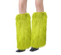 XEPST Calentadores de Piernas para Mujer, Piel Sintética Calentador de Piernas Puños Peludos Botas Cubiertas, Legwarmers Calentador de Pierna de Tobillo de Moda de Invierno - Verde amarillento claro