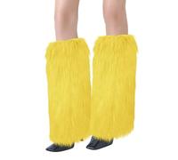 XEPST Calentadores de Piernas para Mujer, Piel Sintética Calentador de Piernas Puños Peludos Botas Cubiertas, Legwarmers Calentador de Pierna de Tobillo de Moda de Invierno - Amarillo