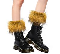 XEPST Calentadores de Piernas para Mujer, Piel Sintética Calentadores Piernas Puños Peludos Botas Cubiertas, Calentador de Pierna de Tobillo de Invierno, Marrón