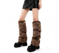 XEPST Calentadores de Piernas Peludos de Piel Sintética para Mujeres Hombres, Calentadores Vikingos Puños de Piel Cálida Accesorio de Cosplay para Disfraz Medieva - Marrón