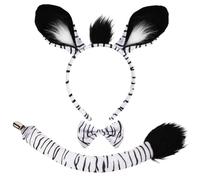 XEPST Conjunto de Disfraces de Cebra Animal, Diadema con Orejas de Cebra, Cola de Cebra para Disfraz de Animal Cosplay Accesorios de Fiesta de Cumpleaños Disfraces de Halloween Suministros de Fiesta,B
